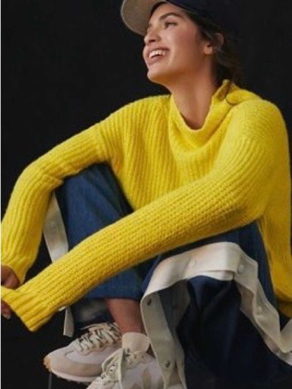 Soft and Comfy Yellow Ribbed Knit Sweater from Anthropologie